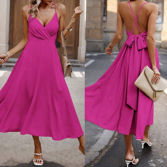 Luxe crisscross tie back dress - Picture 1 of 16